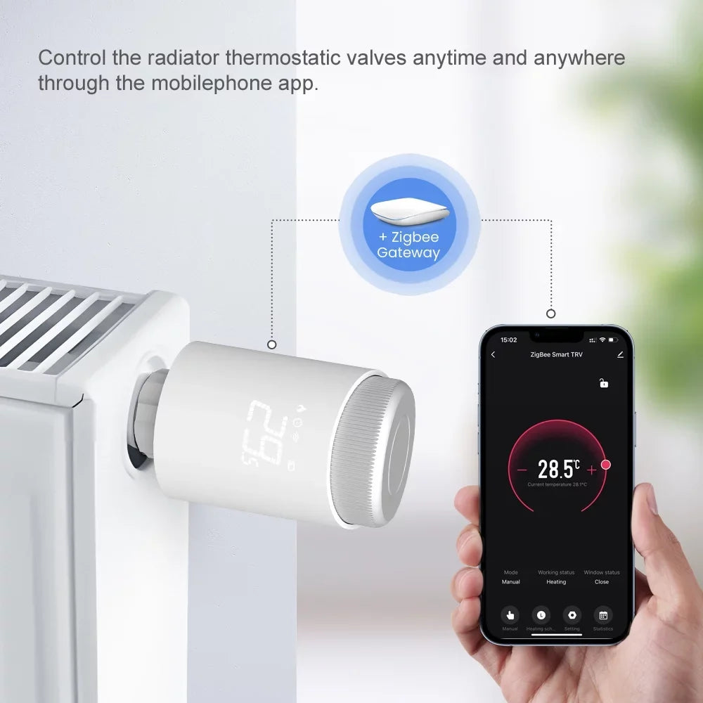 Tomshoo Thermostatic Radiator Valves Intelligent Wireless Mobilephone App Control Home Heating Thermostat Temperature Controller Radiator Thermostat Matching with Home