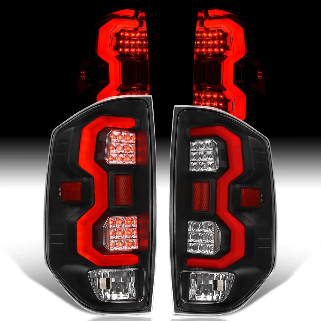 AJP Distributors Black Housing Clear Lens Red Tube LED Tail Lights Brake Stop Signal Lamps Pair Fitting For Toyota Tundra 2014 2015 2016 2017 2018 2019 2020 2021 14 15 16 17 18 19 20 21