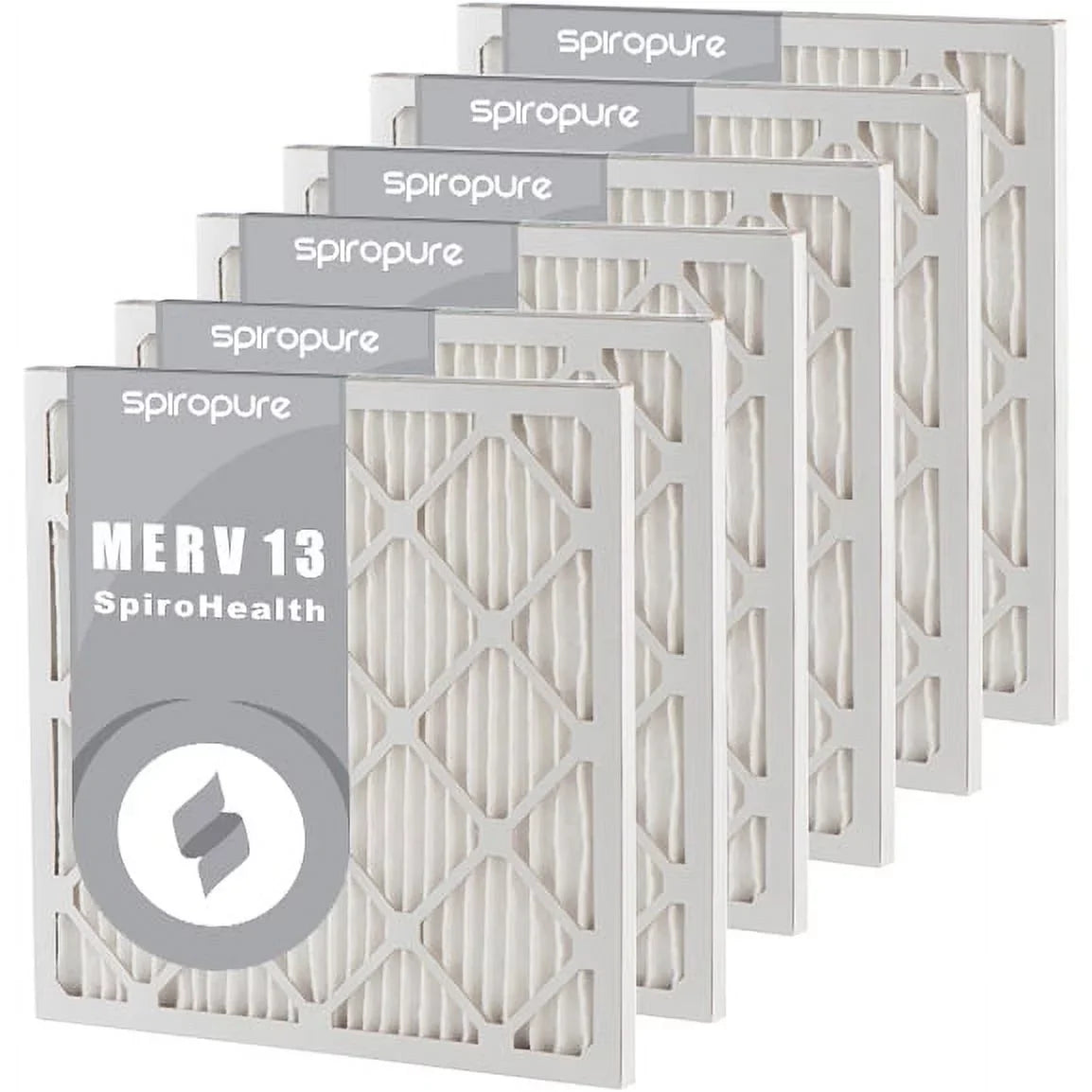 SpiroPure 17.38x23.38x1 MERV 13 Pleated Filter Air Filters - Made in USA (6 Pack)