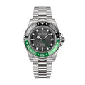Oceaneva™ GMT Deep Marine Explorer Pro Diver Black Green Bezel Watch - Screw Down with Triple Seal Case Back - 1250M Water Resistance - Japan Automatic Movement Dive Swimming Wrist Watches For Men