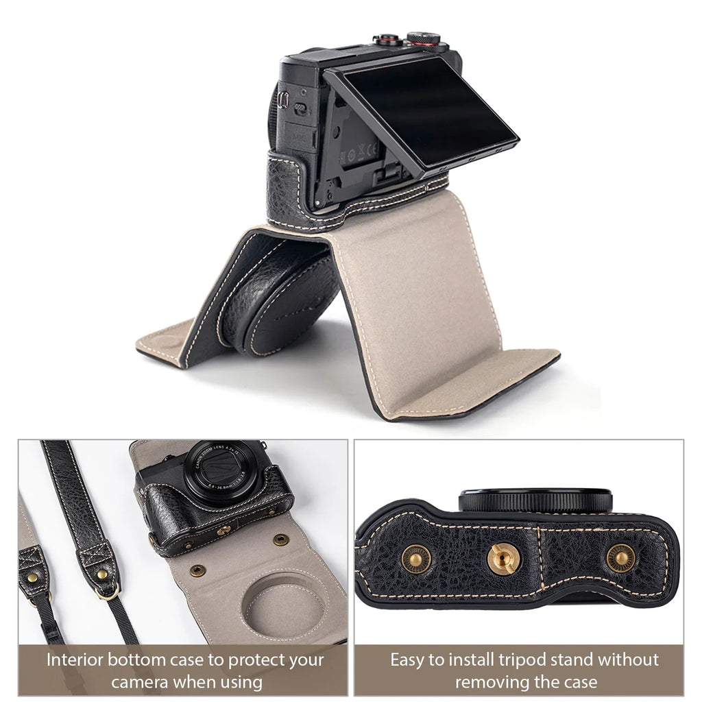 Shinysix Camera Bag,Case Pu Leather Pu Leather Camera Removable Matching With Leather Camera With