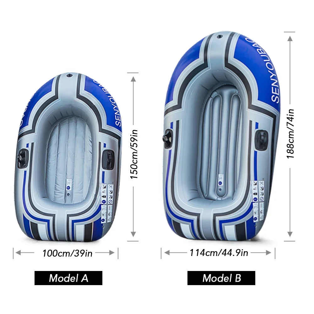 Tomshine Inflatable Watercraft Inflatable Rafts Portable Thicken PVC Vessel with Air Pump Paddle