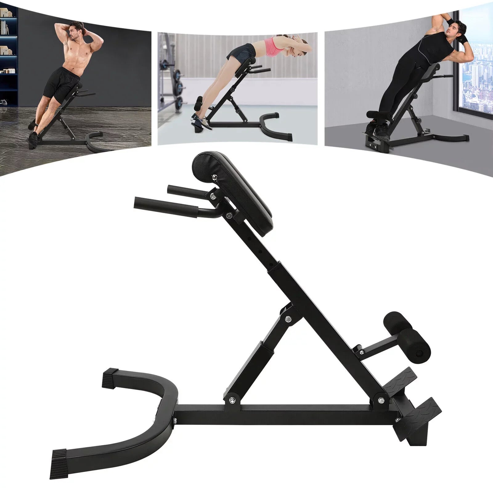 5 Position Tilt Angle Roman Chair Back Extension Machine, Hyperextension Bench W/ Angle Height Adjust 150kg/330lbs