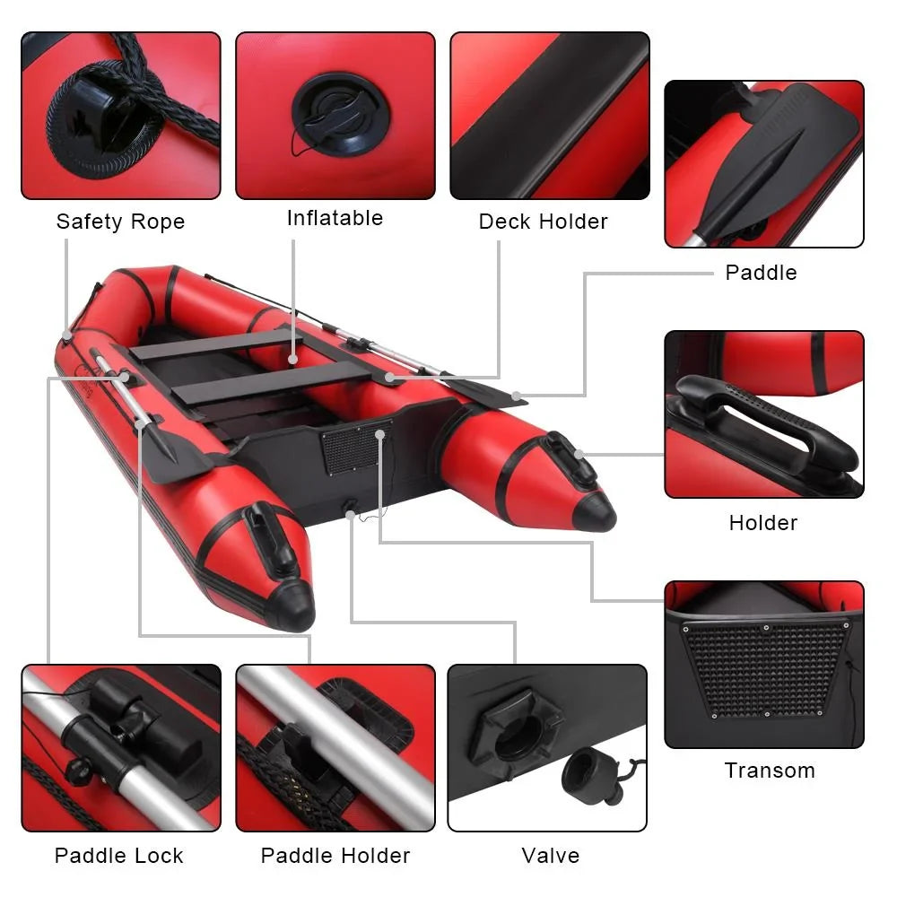 Campingsurvivals 10ft PVC Inflatable Fishing Assault Vessel Red