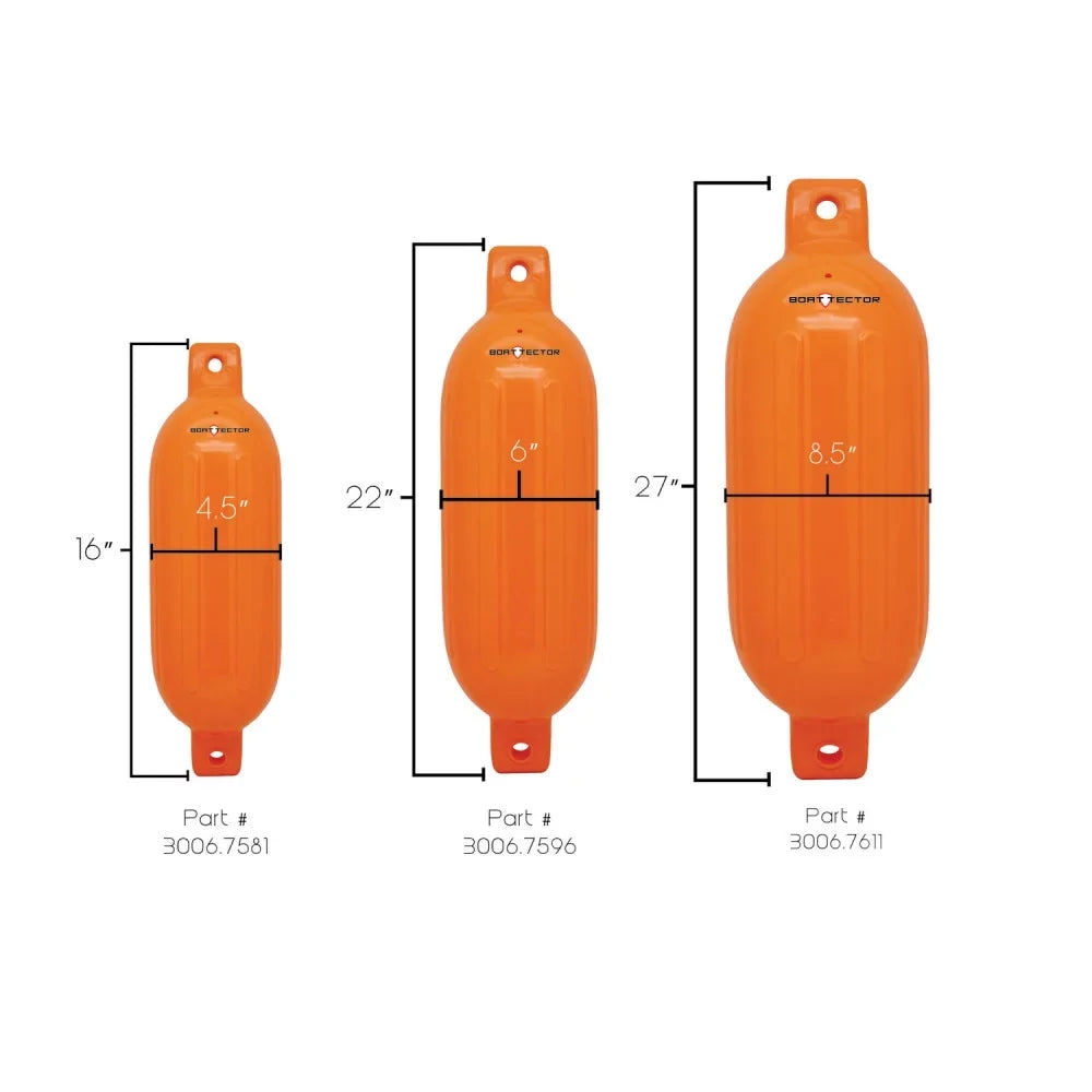 Extreme Max 3006.7581 Craft Inflatable Fender Value 2-Pack - 4.5" x 16", Neon Orange