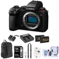 LUMIX S5 II Mirrorless Digital Camera Body Bundle with 128GB SD Card, Backpack, 2x Battery, Dual Charger, Strap, Screen Protector, SD Card Case, Cleaning Kit