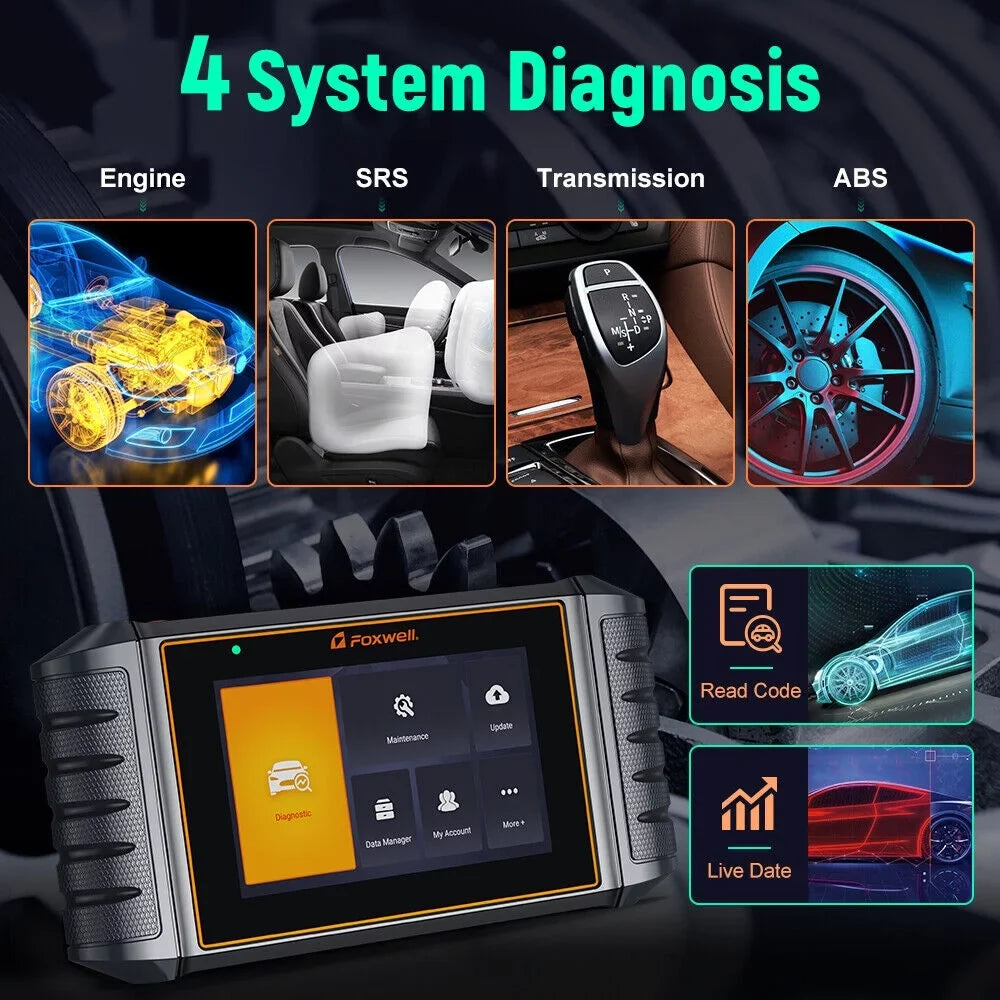 Foxwell NT706 OBD2 Scanner Transmission SRS ABS Engine Code Reader Automotive Diagnostic Tool Full OBDII Functions Live Data Turn off MIL OBDII EOBD Car Scanner Auto VIN Andorid 9.0 5.5'' Touchscreen