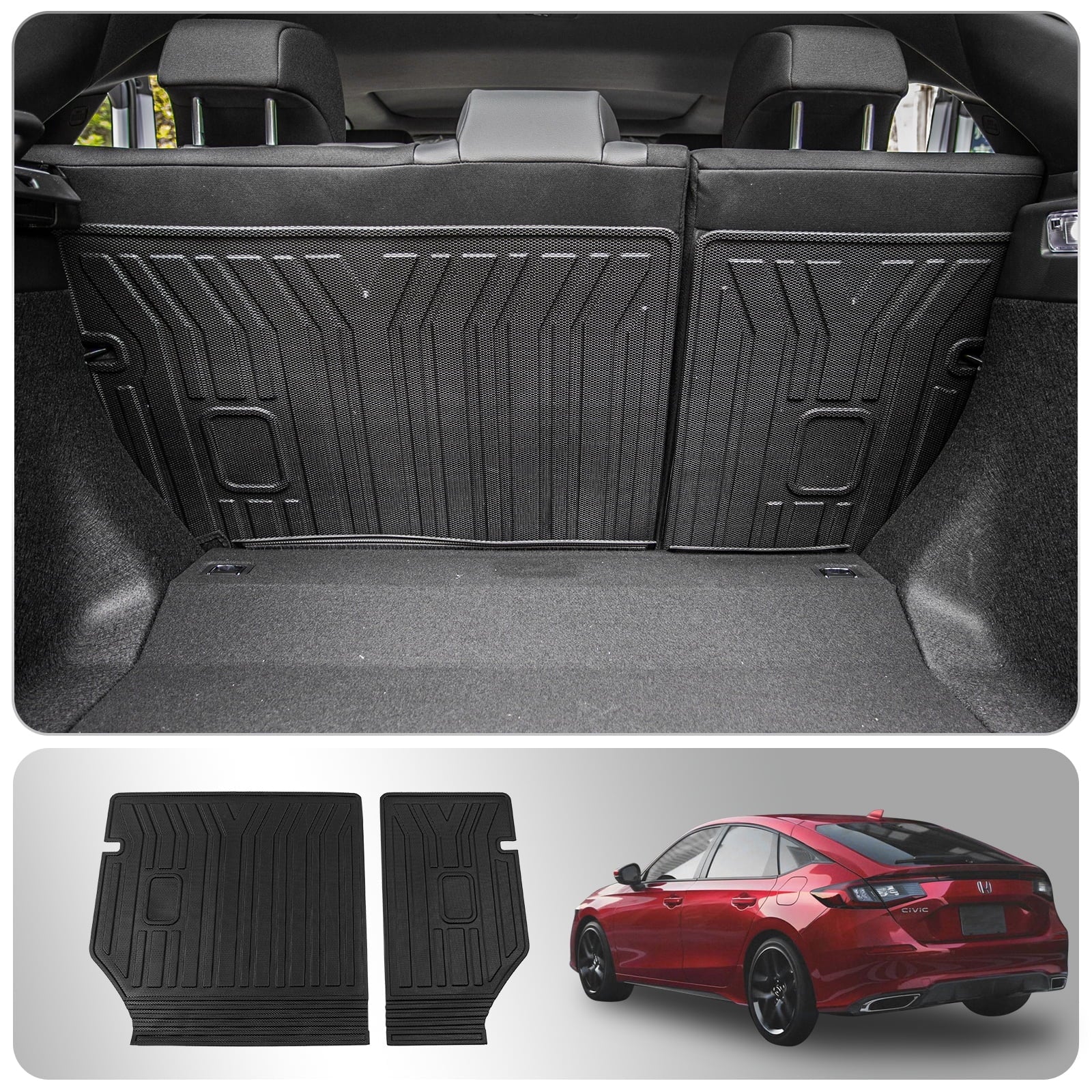 Fit 2022-2024 Honda Civic Hatchback Backrest Mats TPE All Environment Trunk Mat 2023 Civic Hatchback Accessories