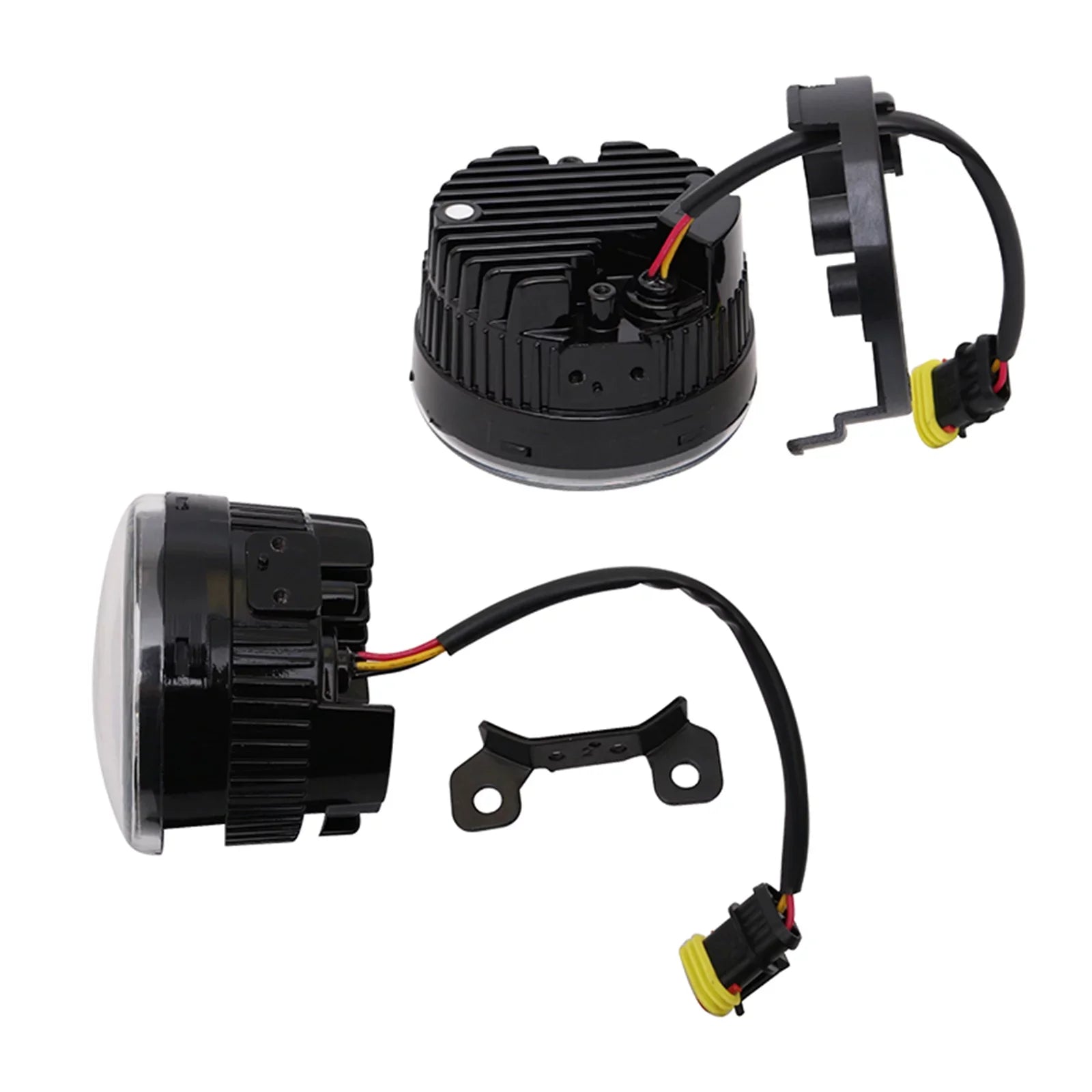 Ikon Motorsports Suitable with Ford Mustang, Ford Focus, Ford Taurus X, Ford Transit Connect; Lincoln LS & Navigator Front LED Fog Lamp Foglight Pair LH RH Clear Lens W/ Wire Harness