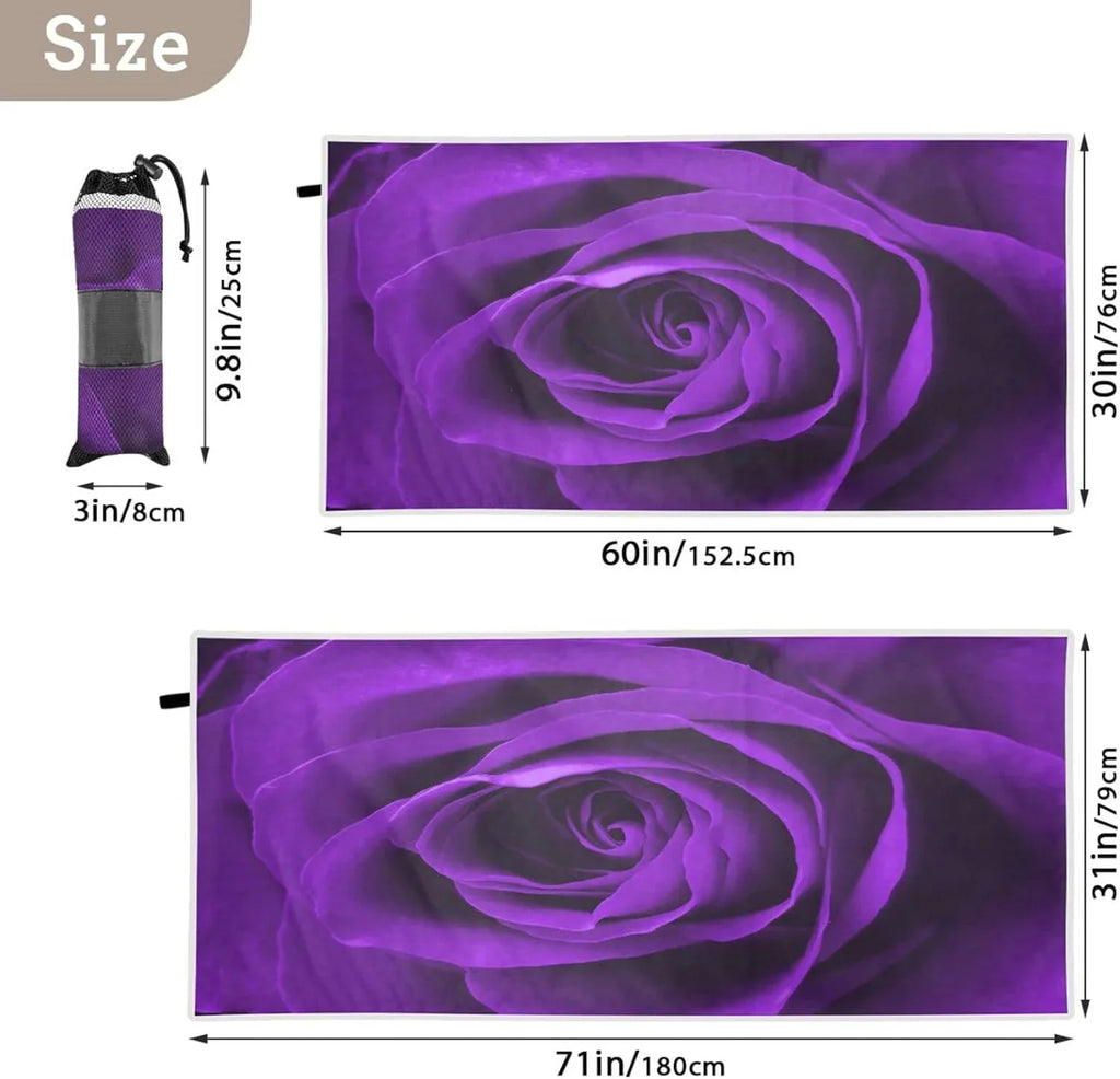 Bestwell Purple Rose Beach Towel - Lightweight Compact Oversized Travel Towels - Super Absorbent Quick Dry Towel for Swimming Camping Holiday（278）