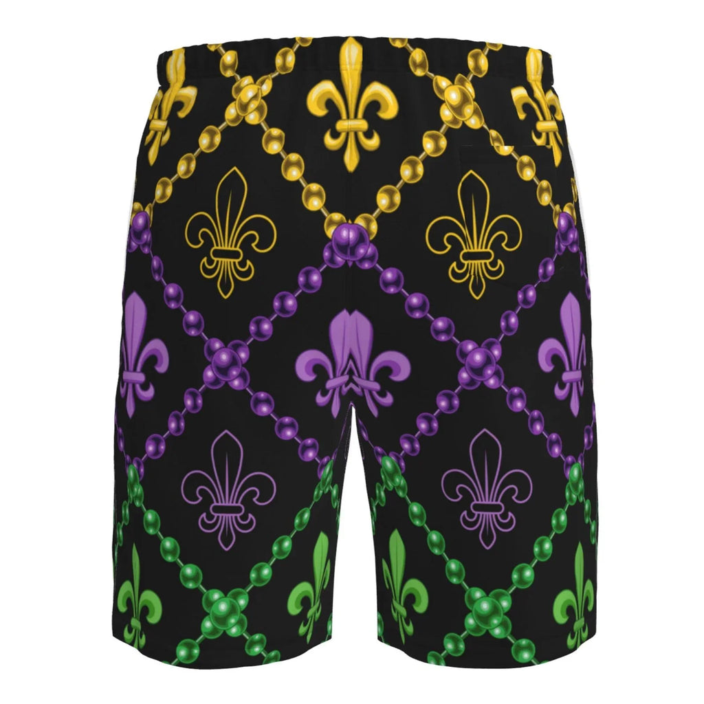 Lukts Mardi Gra Geometric Mens Swim Trunks Quick Dry Swim Shorts With Funny Beach Shorts