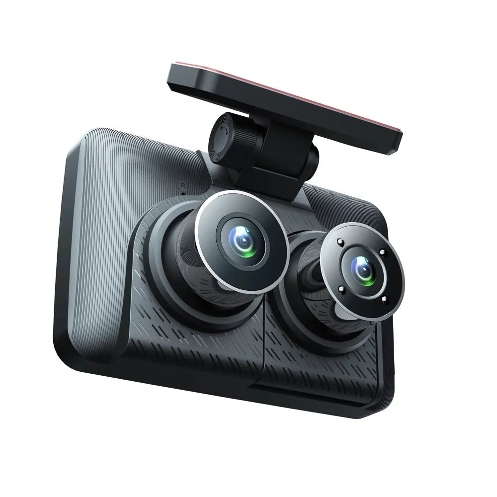 Arealer 3 Cameras Dash Cam 4in Clear Car Rearview Mirror Car Video Recording Wide Angle Car Recorder Auto Safety Driving Recorder