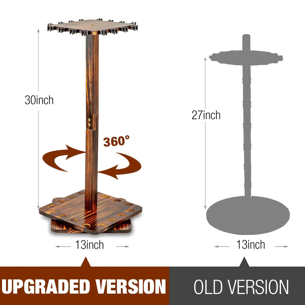 Ghosthorn Fishing Rod Pole Holders for Garage 360 Degree Rotating , Holds up to 16 Rods Wood Fishing Gifts for Men