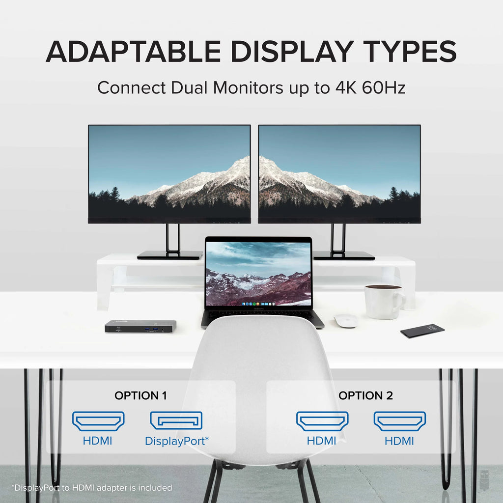 Plugable USB-C and Thunderbolt Dock - 40Gbps with 96W Charging, Fitting with Mac and Windows Laptops, DisplayPort and HDMI, 2x USB-C, 3x USB 3.0, Gigabit Ethernet, Audio Jack