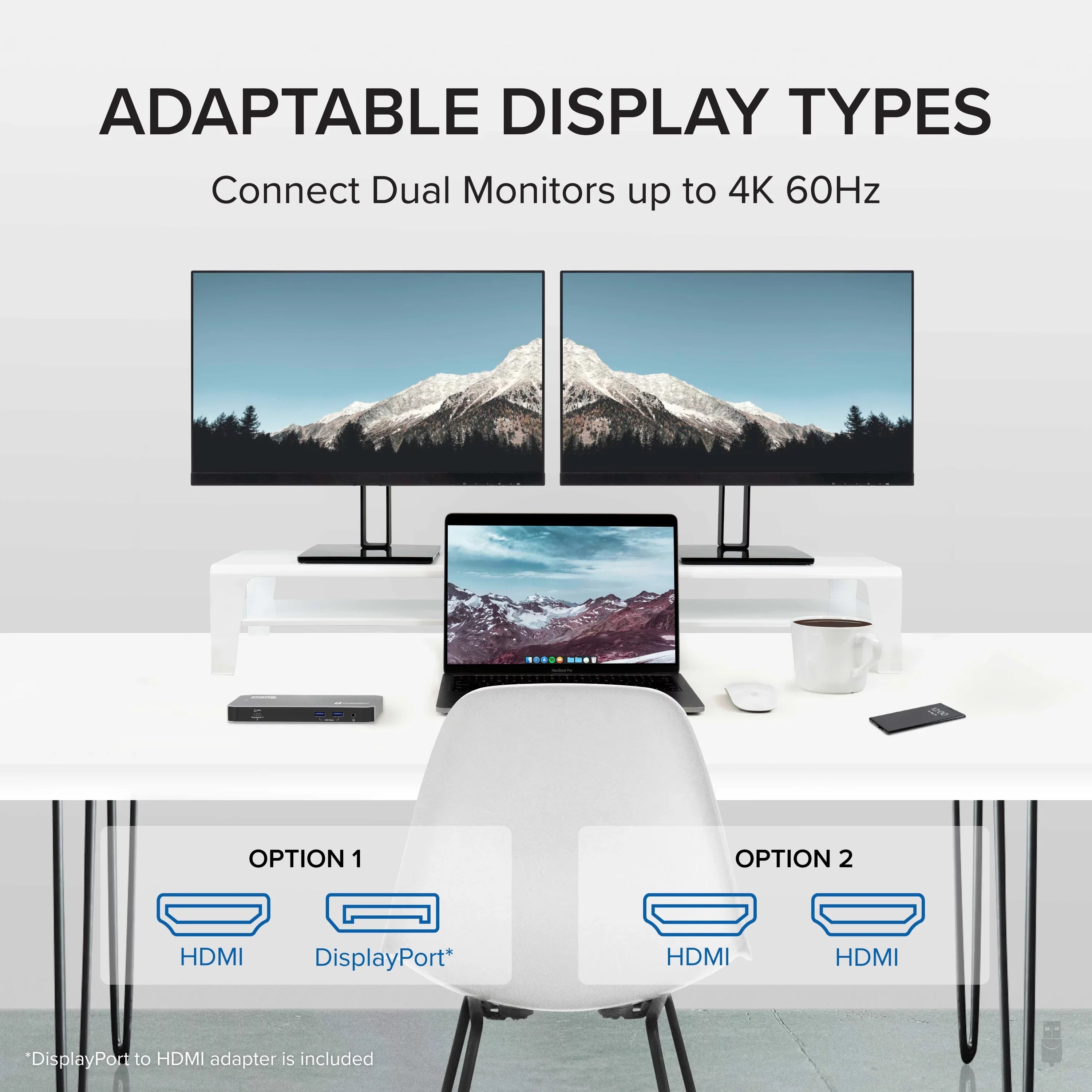 Plugable USB-C and Thunderbolt Dock - 40Gbps with 96W Charging, Fitting with Mac and Windows Laptops, DisplayPort and HDMI, 2x USB-C, 3x USB 3.0, Gigabit Ethernet, Audio Jack