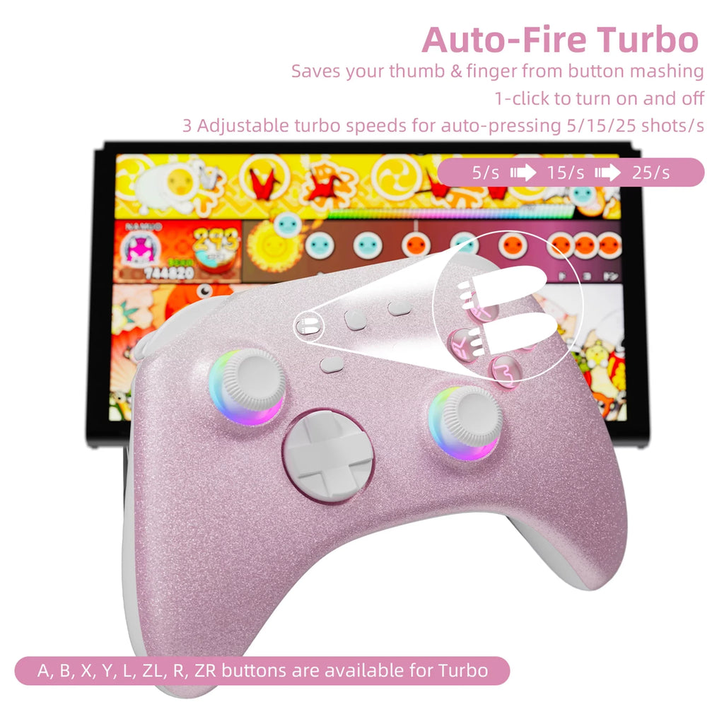 Pokémon Violet Game Disc and Upgraded Switch Pro Controller for Nintendo Switch/OLED/Lite, Wireless Switch Remote for PC/IOS/Android/Steam Pink