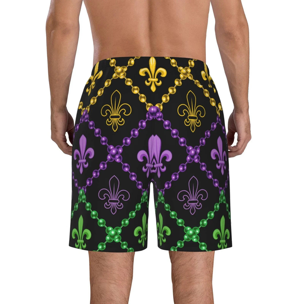 Lukts Mardi Gra Geometric Mens Swim Trunks Quick Dry Swim Shorts With Funny Beach Shorts