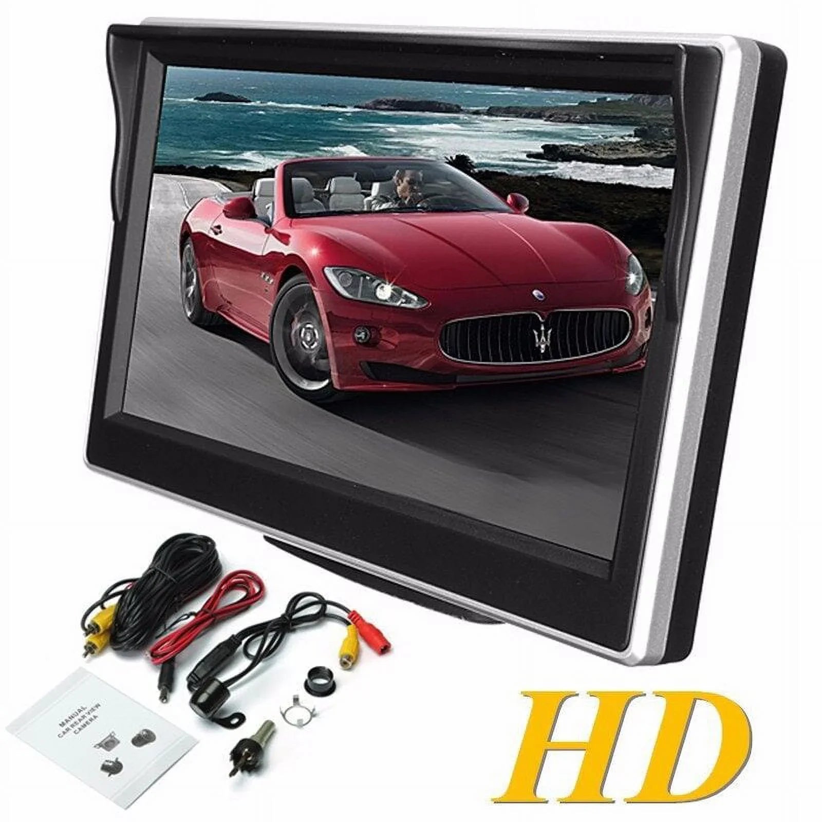 5 inch TFT LCD Color Mirror Monitor for Car Reverse Rear View Backup Camera Car DVD Kit (Black)