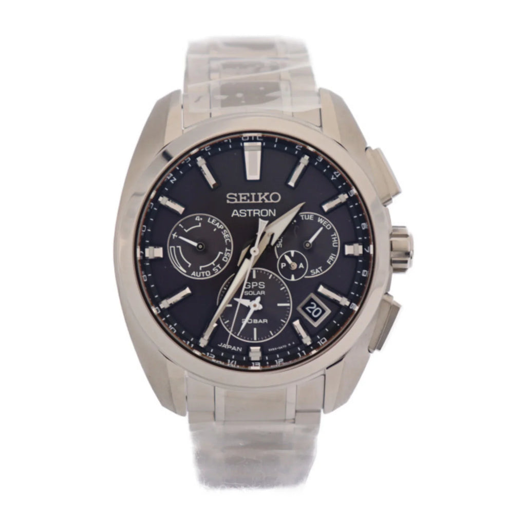 Pre-Owned SEIKO ASTRON Watch 5X53-0AV0/SBXC067 Titanium Silver Black Dial GPS Solar Radio Chronograph (Like New)