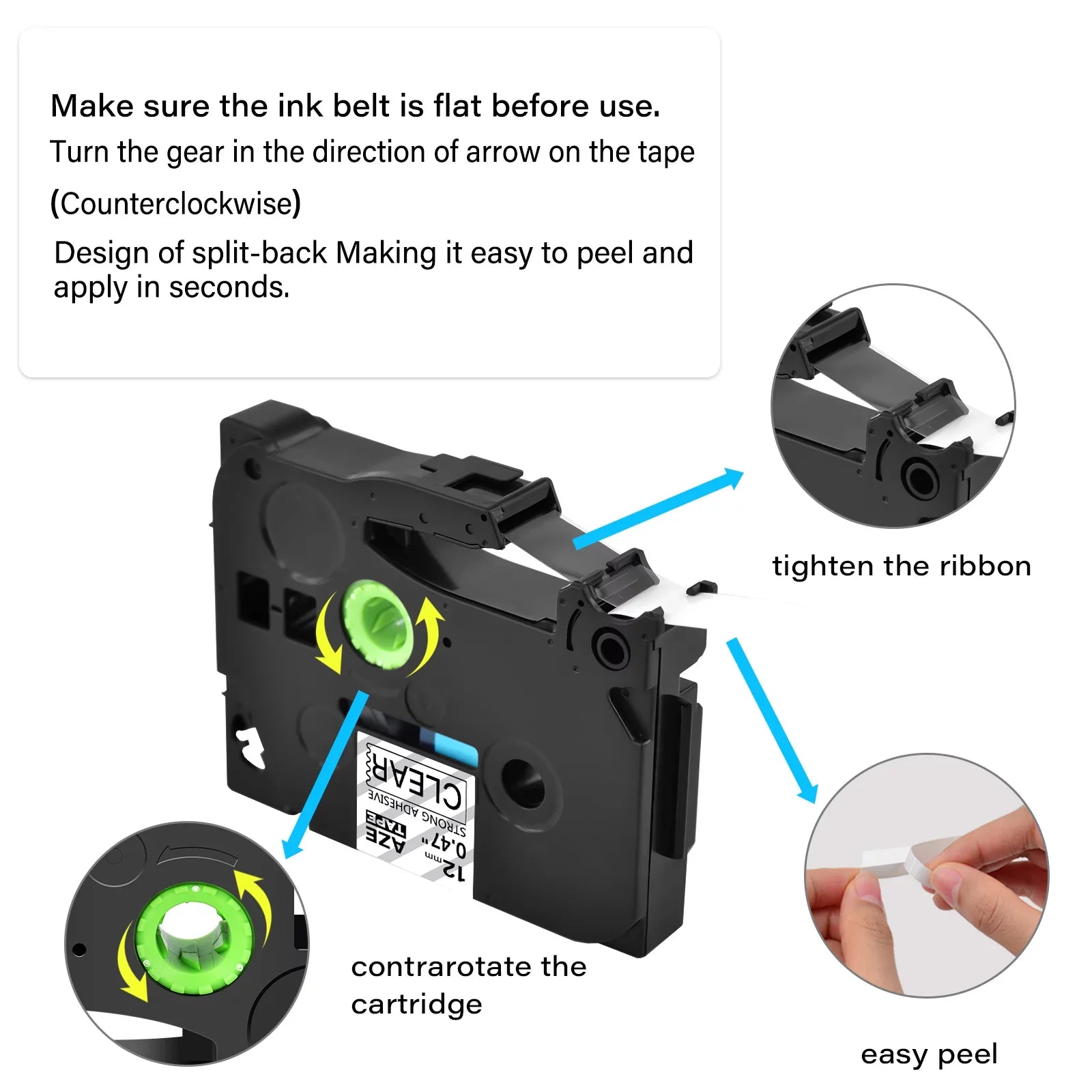 GREENCYCLE 20PK Fitting for Brother P-touch Black on Clear 12mm TZ TZe TZe-S131 TZ-S131 TZ-131 TZe-131 Extra Strength Laminated Label Tape