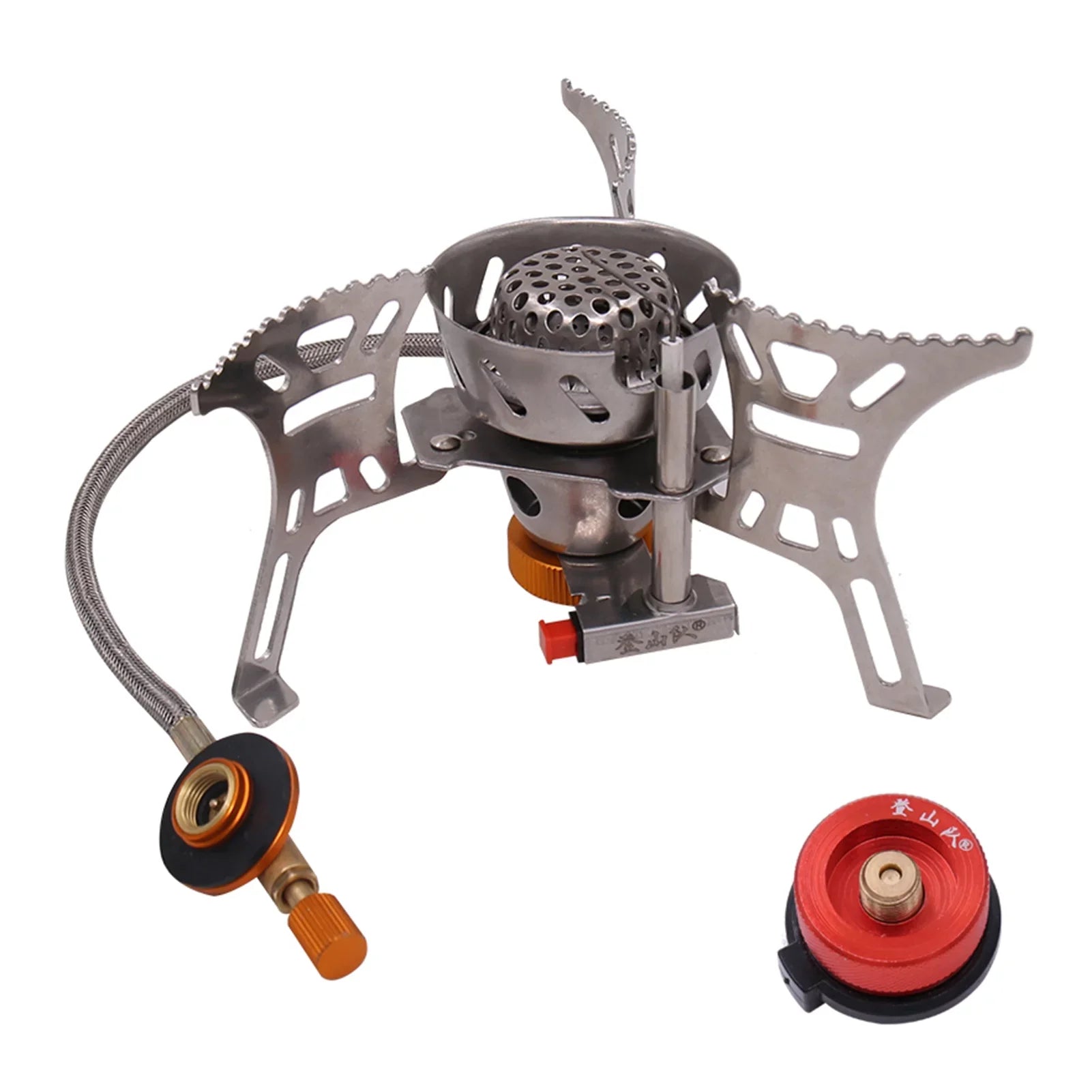 Dcenta Portable Windproof Camping Gas Outdoor Cooking Foldable Split with Gas Conversion Head Adapter