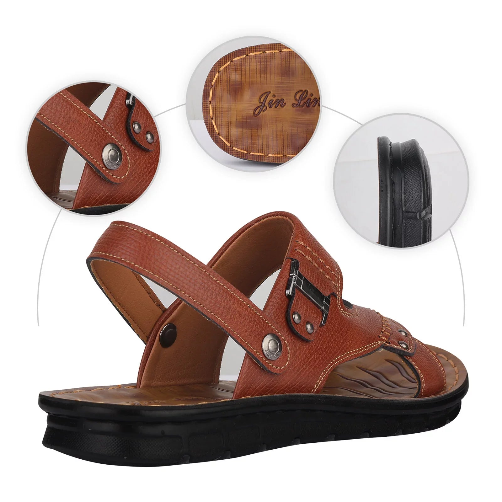 ILJNDTGBE Sandals for Men Leather Hiking Sandals Men Summer Two Wear Clasp Strap Casual Open Toe Flat Soft Bottom Breathable Shoes Sandals