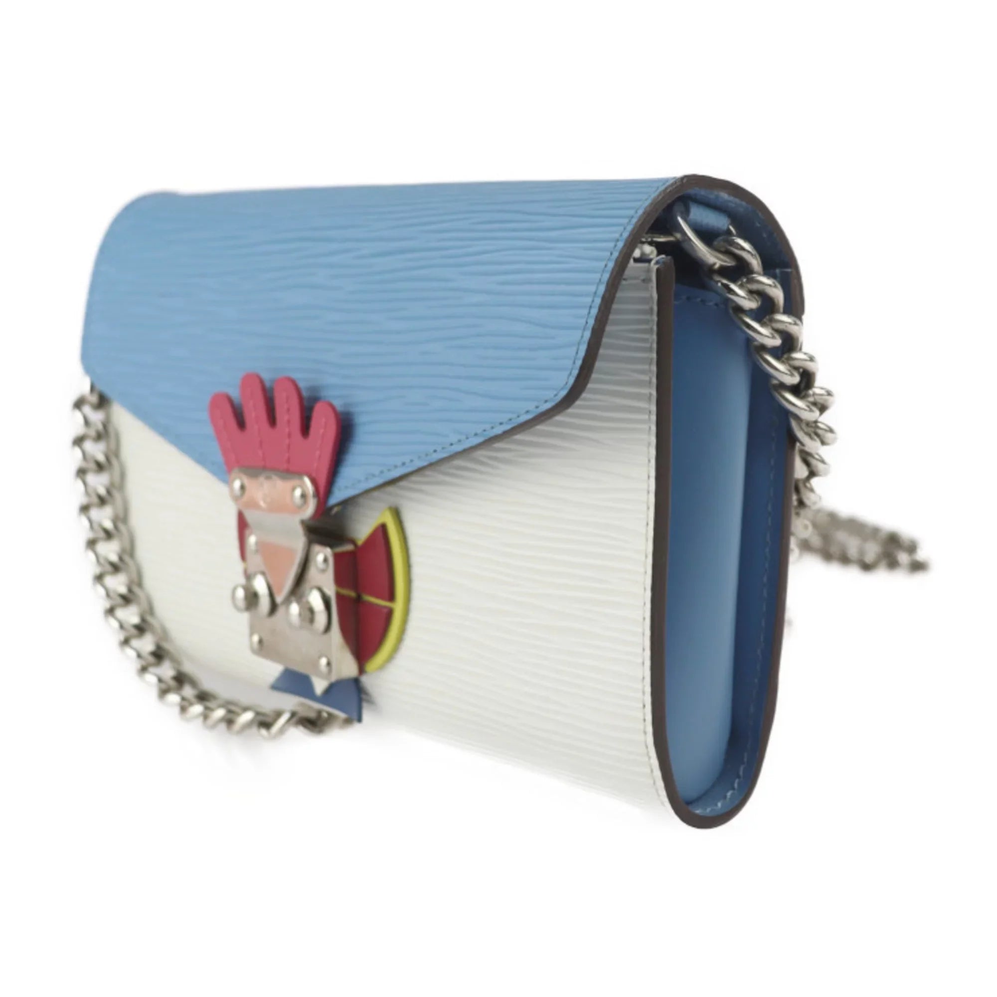 Pre-Owned LOUIS VUITTON Louis Vuitton Tribal Mask Shoulder Bag M60795 Epi Leather Blue Series White Multicolor Silver Hardware Chain Wallet Long (Good)