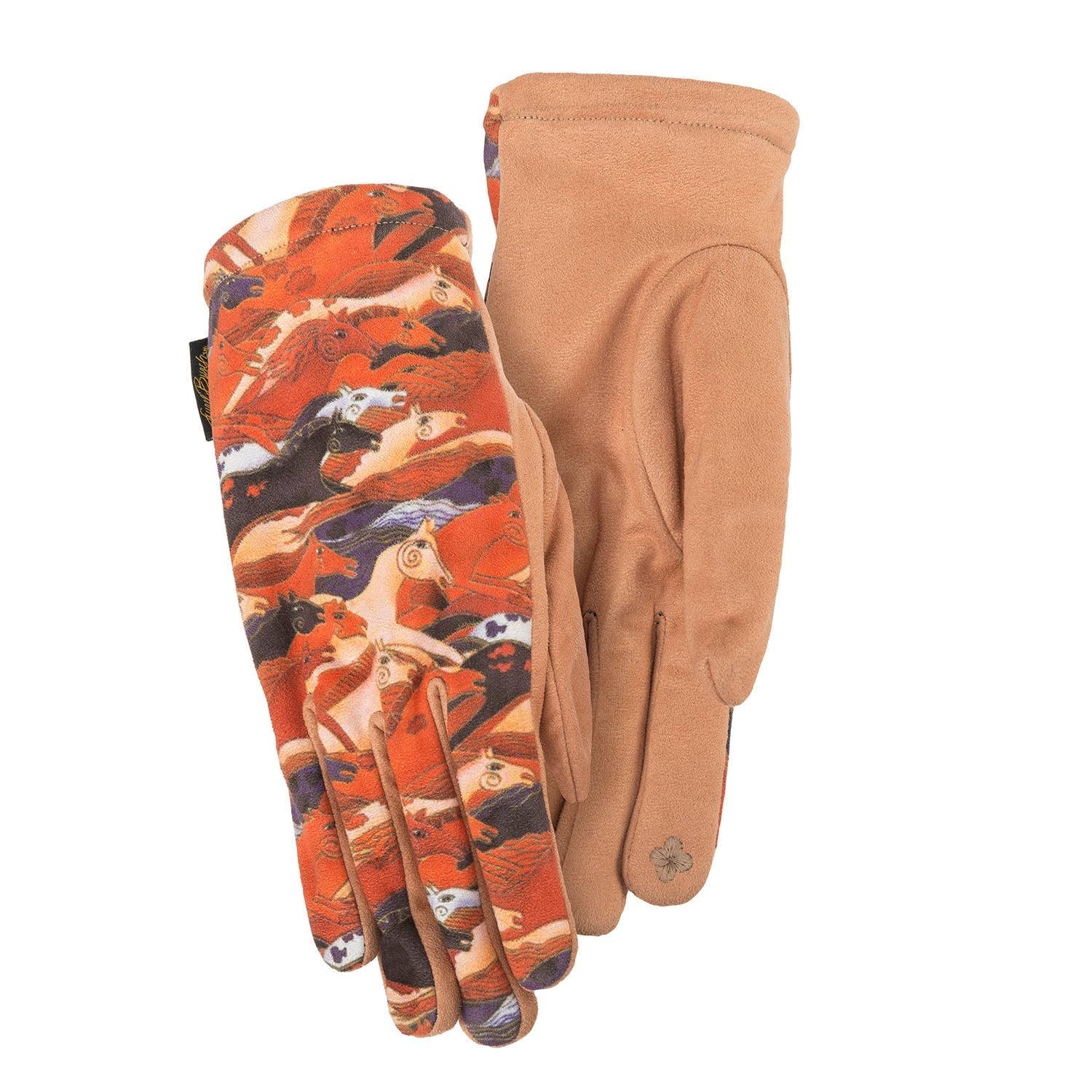 Laurel Burch Embracing Horses Suede Gloves