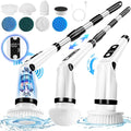 Electric Spin Scrubber, WLRETMCI Cordless Cleaning Brush with 8 Brush Heads,Shower Scrubber with Long Handle Household Cleaning Brushes for Bathroom Tub Tile Kitchen Floor Car