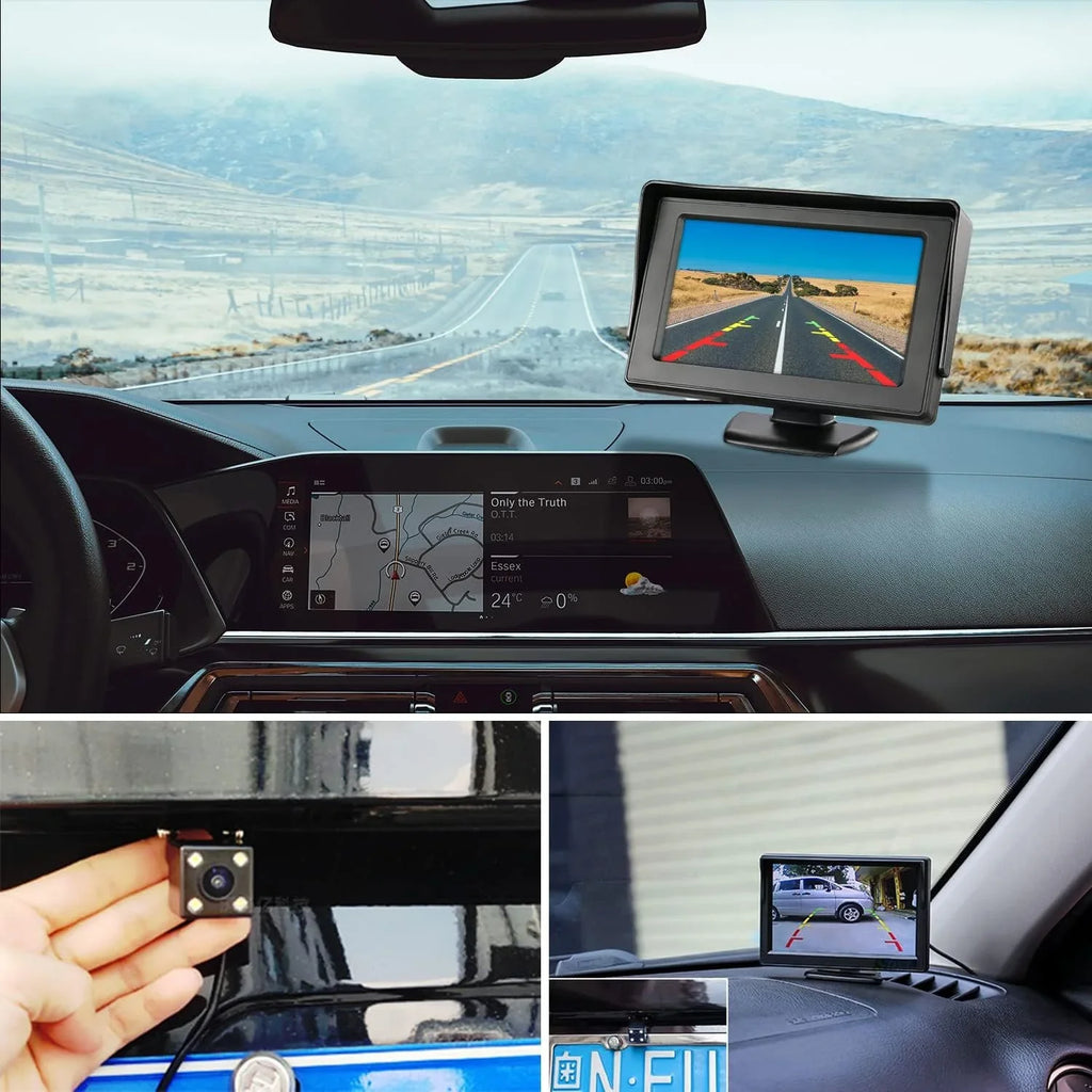 Kairiyard Backup Camera, Car Rear View Reverse Camera with 5in Monitor HD Night Vision 170° Wide View Angel Vehicle