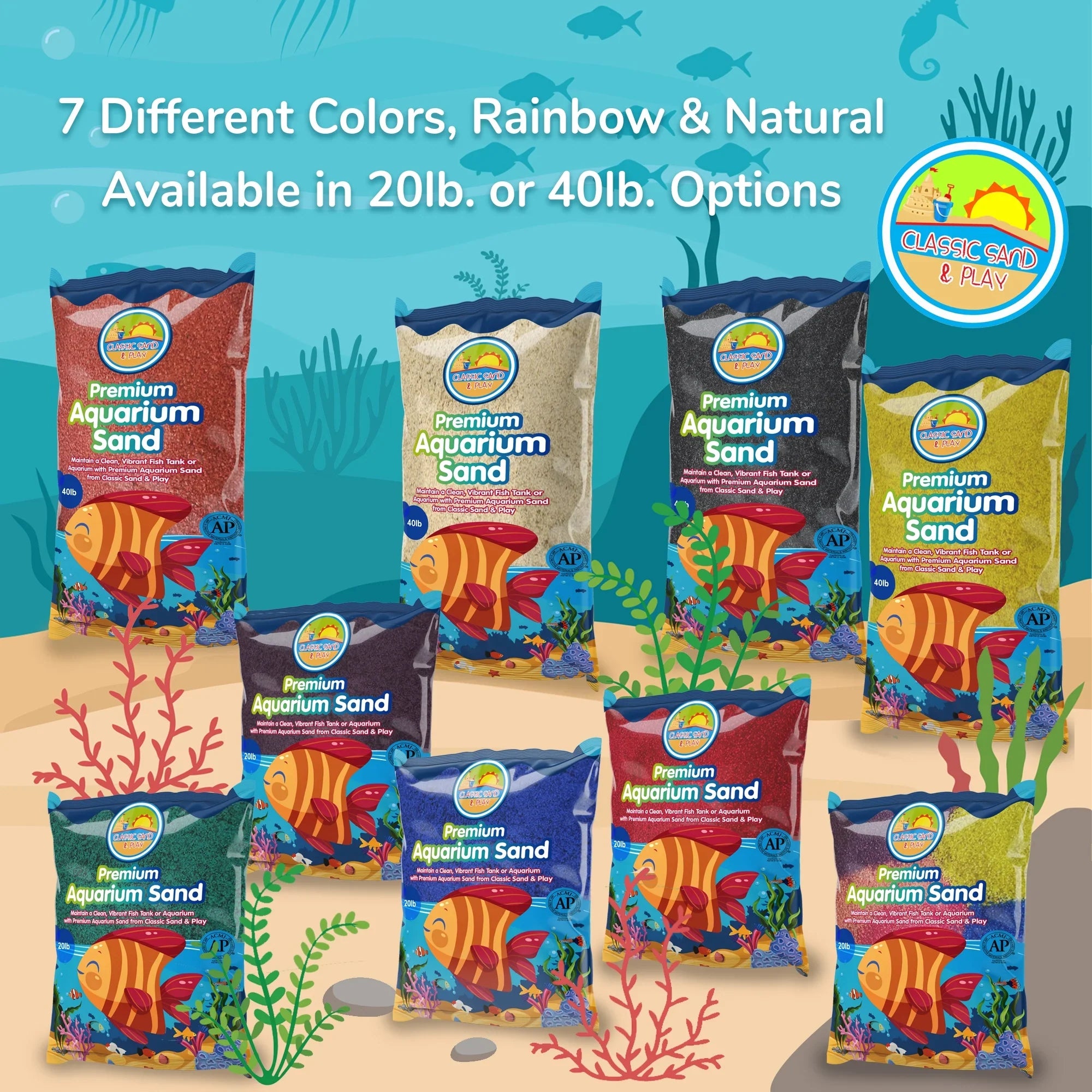 CLASSIC SAND & PLAY Natural Aquarium Sand for Freshwater and Saltwater Tanks, 20 lb. Yellow