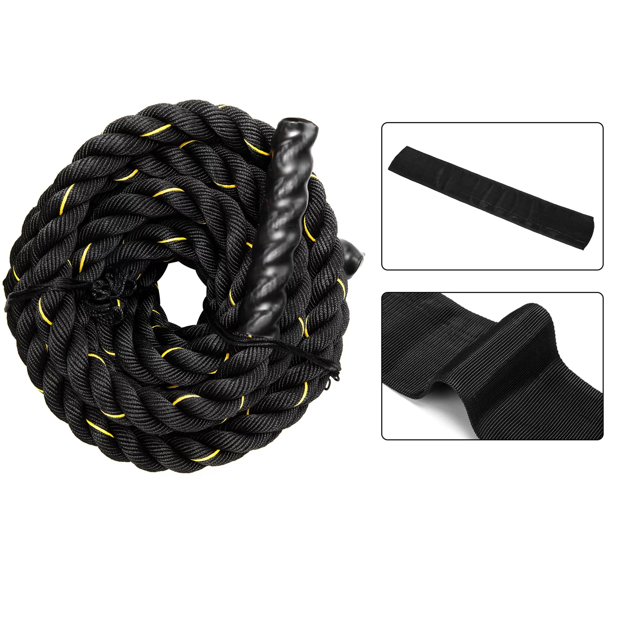 1.5" Training Rope Battle Rope Workout Training Undulation Rope, 50ft Length Fitness Battle Rope Heavy Duty Gym Fitness Workout Combat Battle Ropes for Strength Power Training, 15M