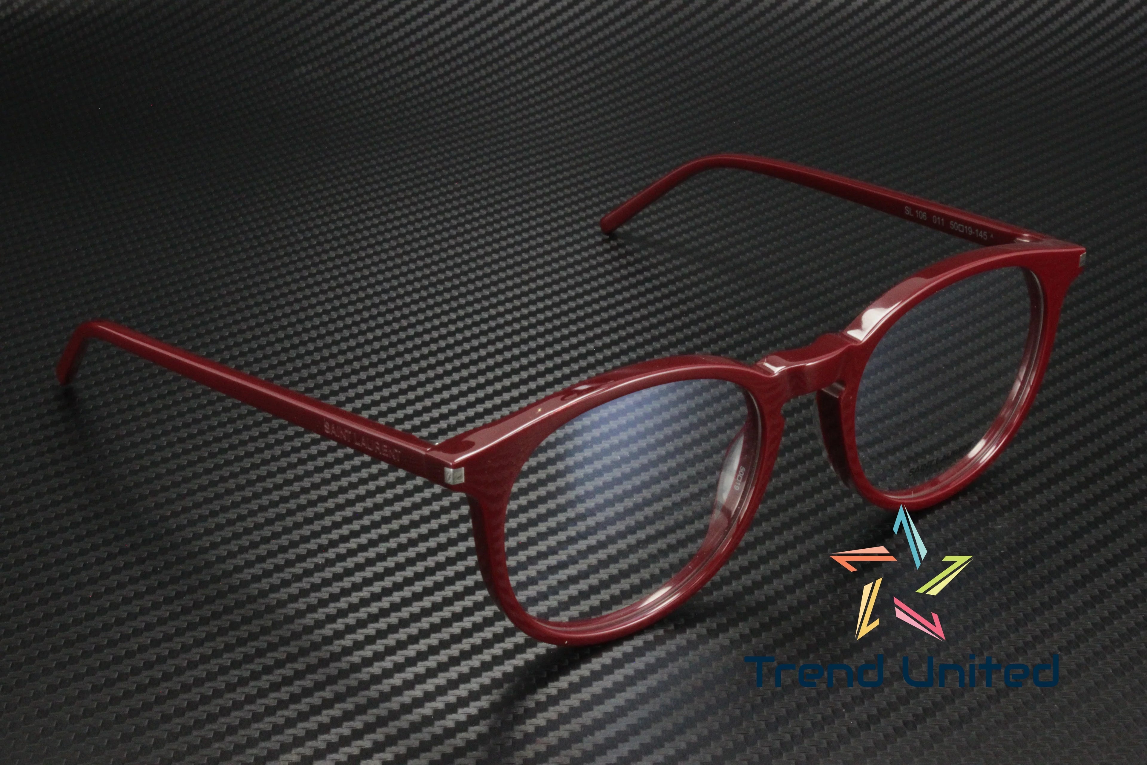 SAINT LAURENT SL 106 011 Round Oval Panthos Burgundy 50 mm Unisex Eyeglasses
