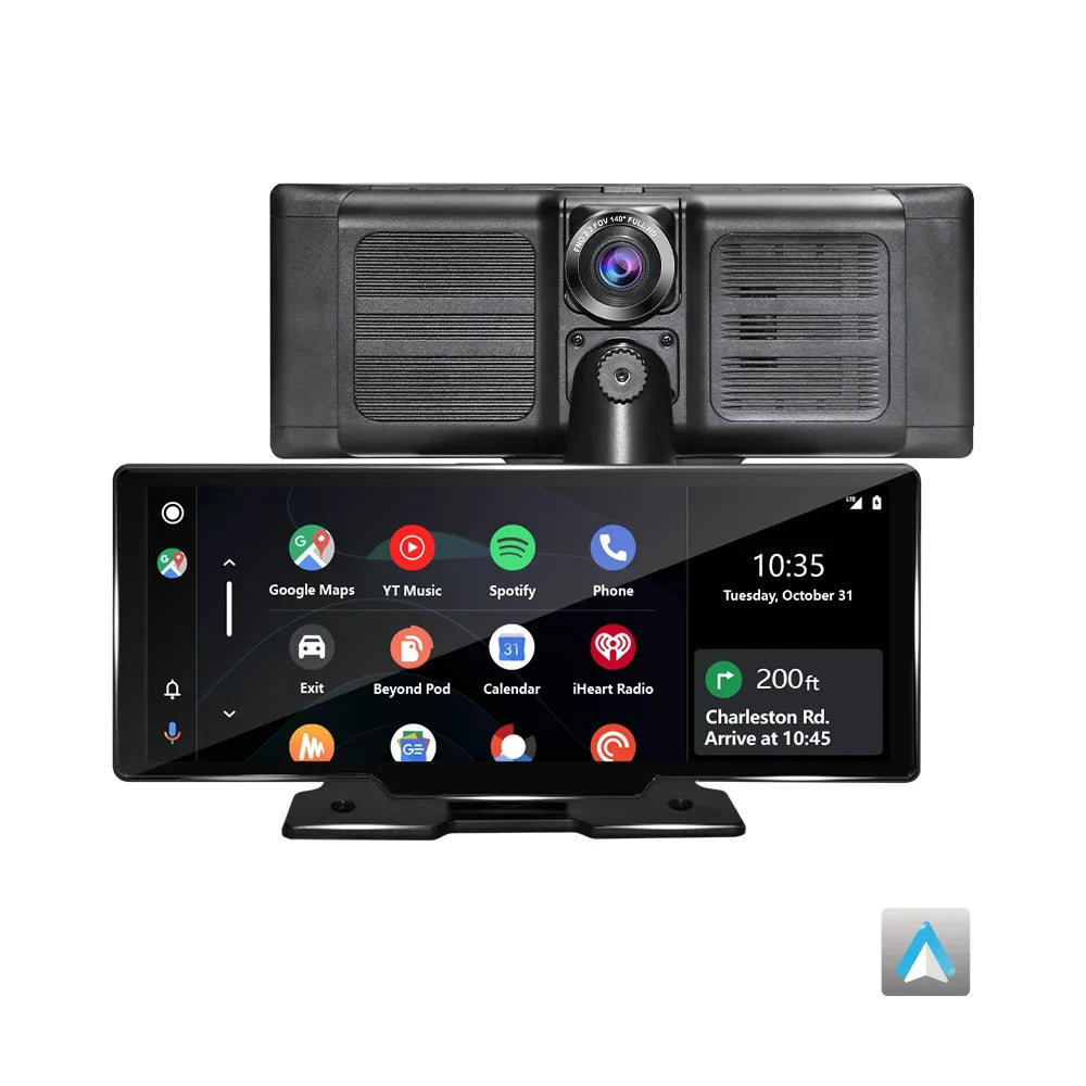 Adas Dash Cam 4K DVR 10.26" IPS with touch Screen 2 cameras for Front and Back recording Apple CarPlay , Android Auto Portable Navigation