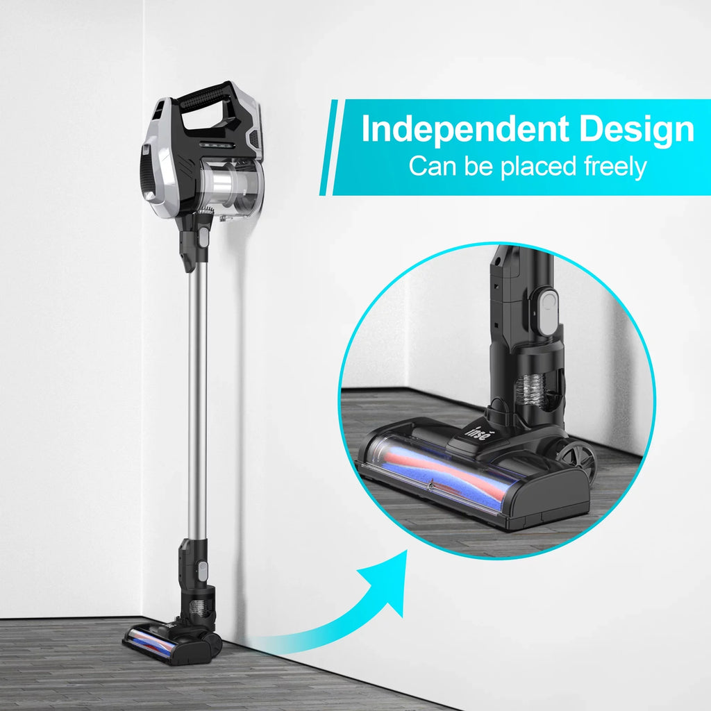 INSE Cordless Vacuum Cleaner, 15Kpa 180W Powerful Suction Stick Vacuum Cleaner, Up to 40min Runtime, 3 in 1 Handheld Vacuum Cleaner for Thin Carpet Hard Floor Pet Hair