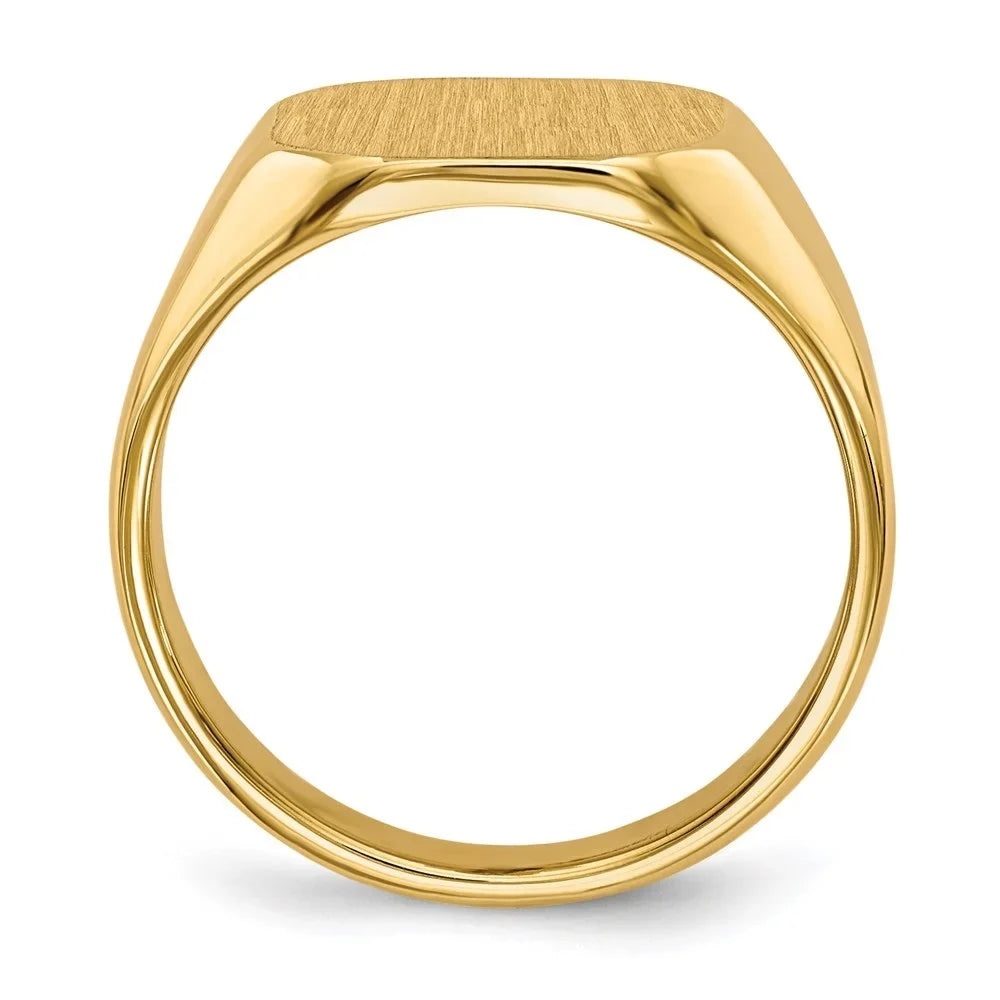 Auriga 14K Yellow Gold 12.5x11.0 mm Closed Back Signet Ring for Mens Size 8