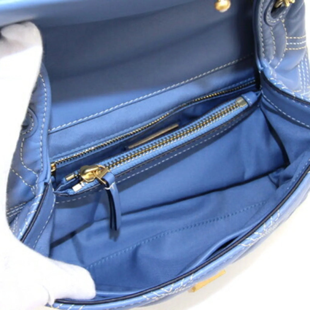 Pre-Owned Tory Burch shoulder bag Fleming soft contrast stitch convertible 64424 light blue leather chain ladies FLEMING SOFT CONTRAST STITCH CONVERTIBLE TORY BURCH (Like New)