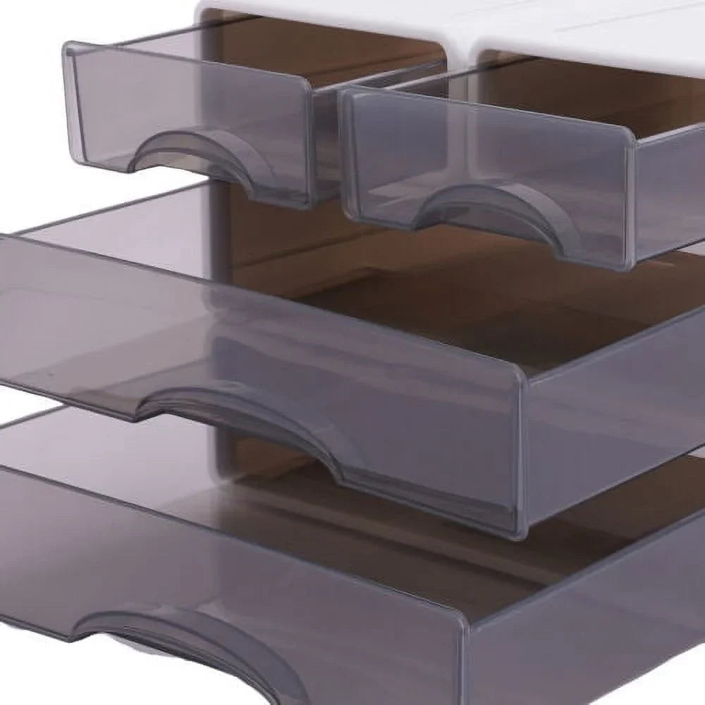 Stackable Storage Box With 4*Drawer Desk Organizer Storage Container Neat Large