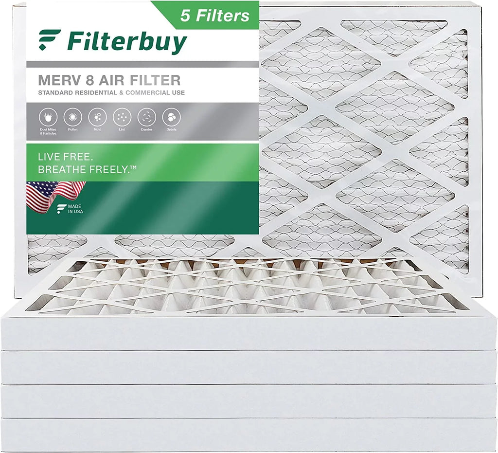 Filterbuy 8x24x2 MERV 8 Pleated HVAC AC Furnace Air Filters (5-Pack)