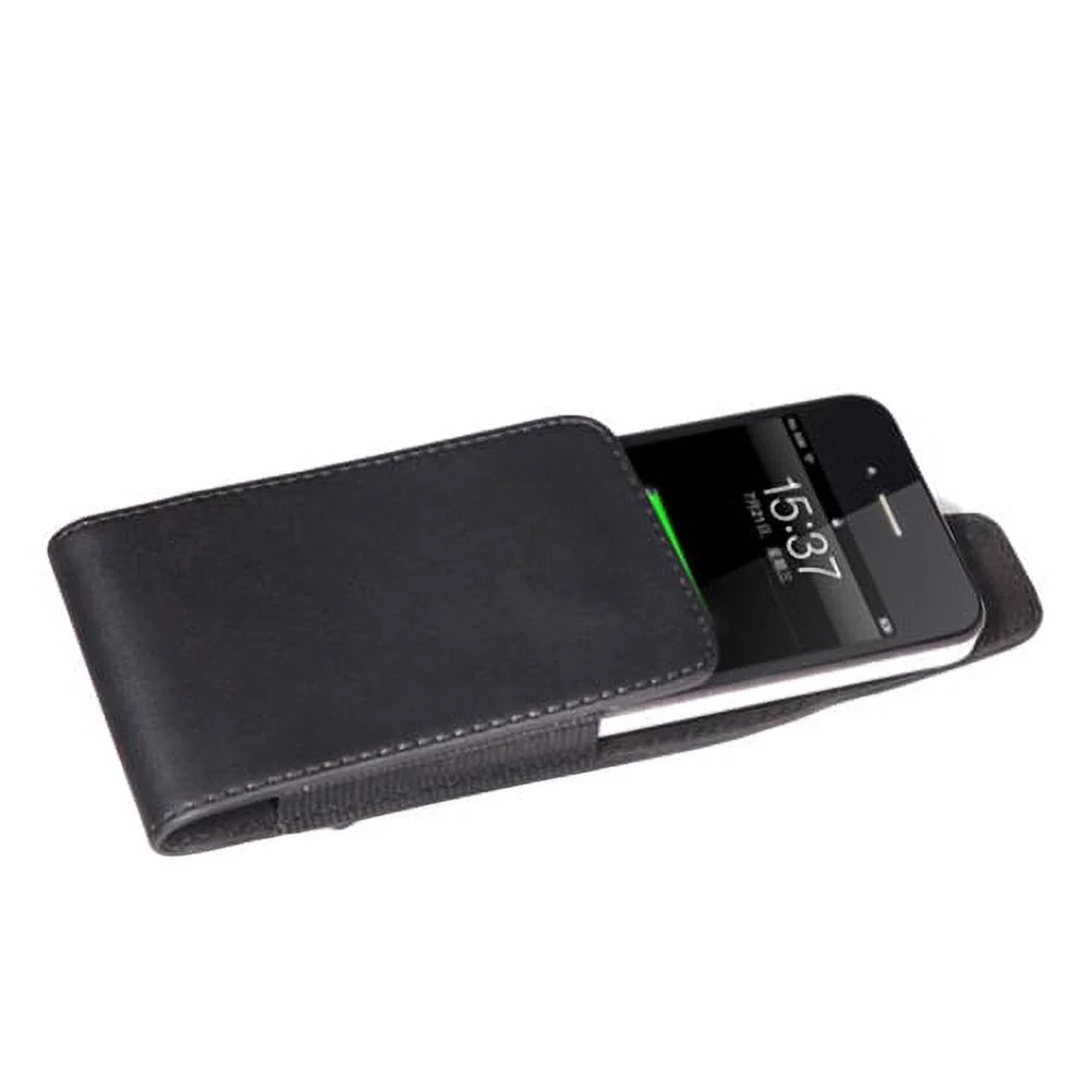 Black Leather Phone Case w 4-in-1 Adaptive Fast Home Car Charger 6ft Long (Two) USB Cable Bundle Z2D for Acer Liquid Jade Primo - Alcatel Idol 4S - ASUS ZenFone 5z 4 Pro - Blackberry Motion