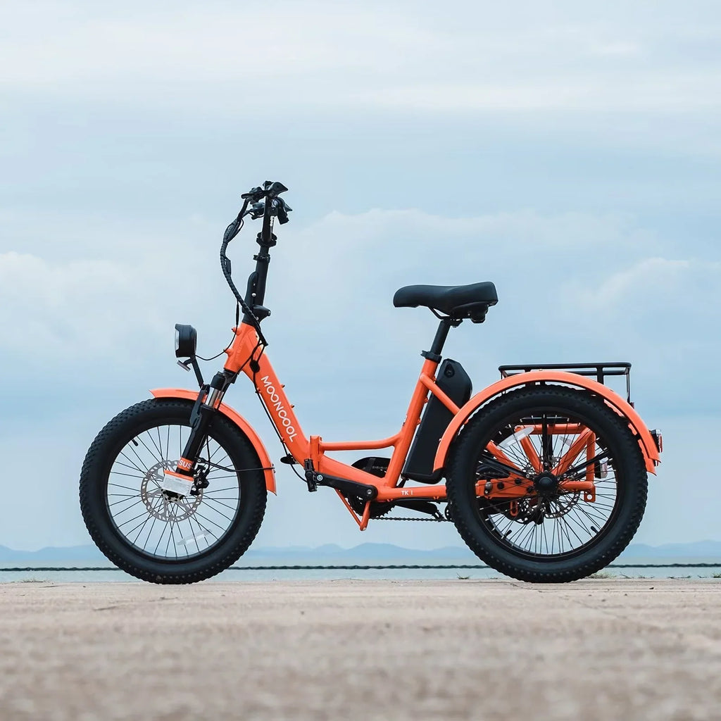 MOPHOTO 16MPH 500W 48V 14.5Ah 20" Electric Folding Tricycle for Women, Electric Motorized Tricycle Adult, Fat Tire 3 Wheel Electric Bikes, Step-Thru 1-Speed Electric Trike for Senior, Men