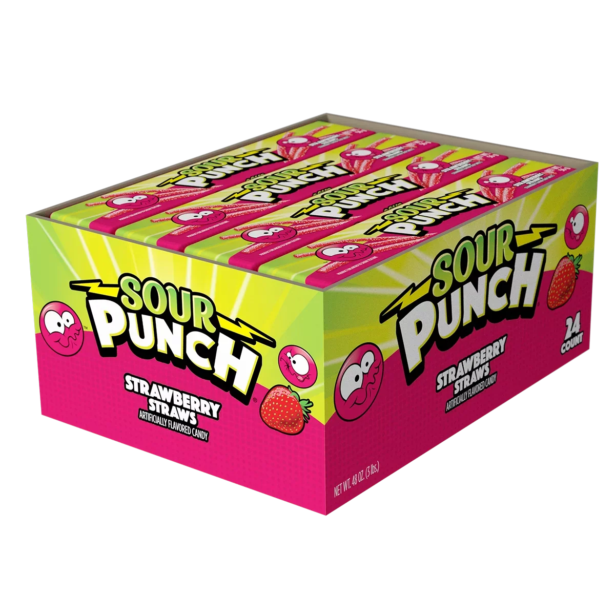 Sour Punch Straws, Strawberry, 2oz Tray (24ct Caddy)