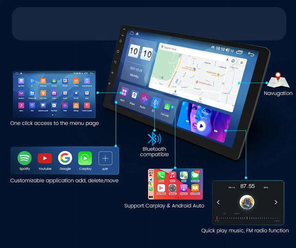For GMC Yukon Chevy Tahoe Suburban Android 12 Octa Core 4GB RAM Apple Carplay Car Stereo AM FM Radio GPS Environment
