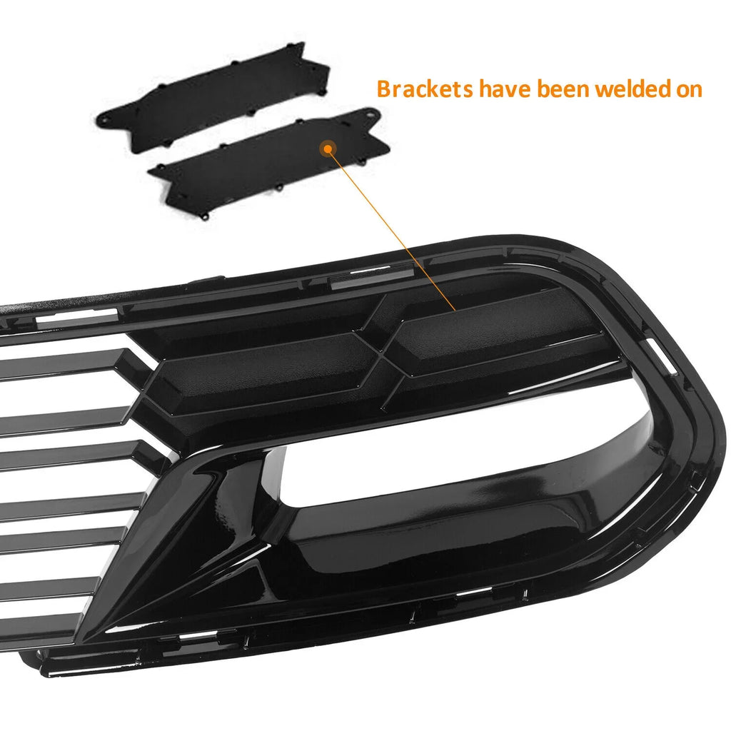 Kojem Front Lower Grille for 2014-2019 Chevrolet Corvette C7 All Models Z06 Style Bumper Protection Painted Glossy Black Plastic (W/O Front Camera Bracket)