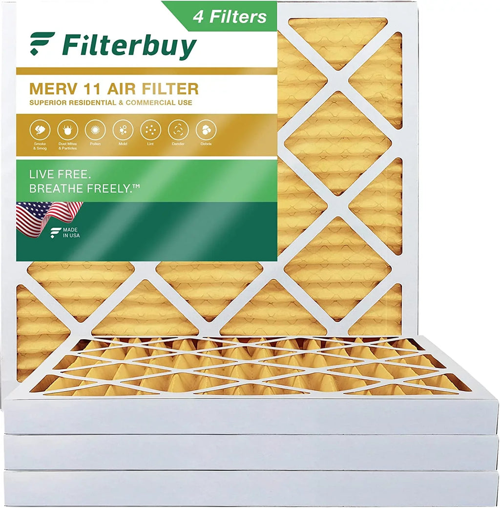 Filterbuy 24x24x2 MERV 11 Pleated HVAC AC Furnace Air Filters (4-Pack)