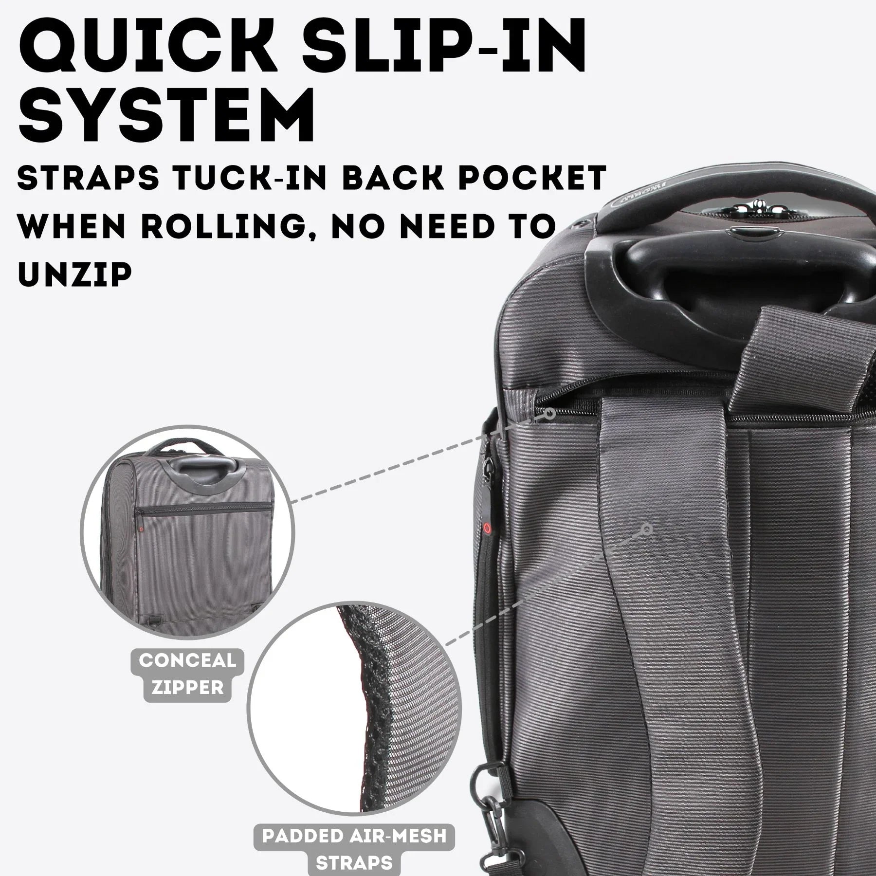 J World Bay Business Carry-on Rolling Backpack for Travel and Commute, Black