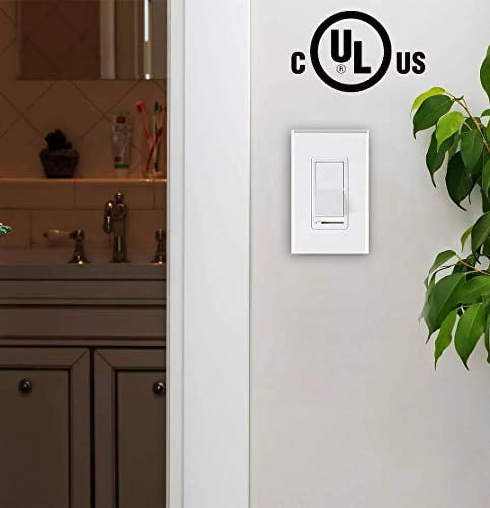 Cloudy Bay in Wall Dimmer Switch for LED Light/CFL/Incandescent,3-Way Single Pole Dimmable Slide,600 Watt Wrap Plate Included