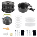 Htovila Kitchenware Set, Non-Stick Camping Cookware Mess Kit with Kettle for Hiking and Backpacking