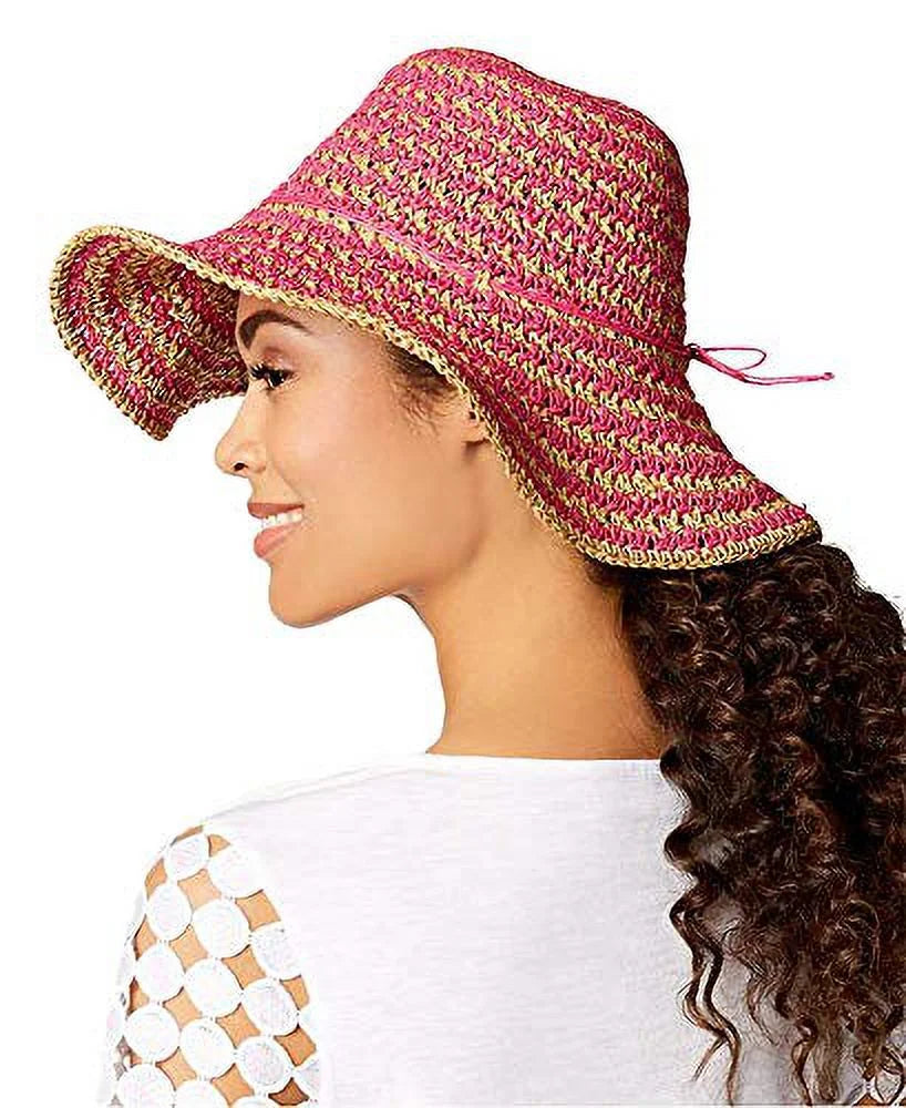 Nine West Women's Crochet Floppy Hats, Pink/Natural