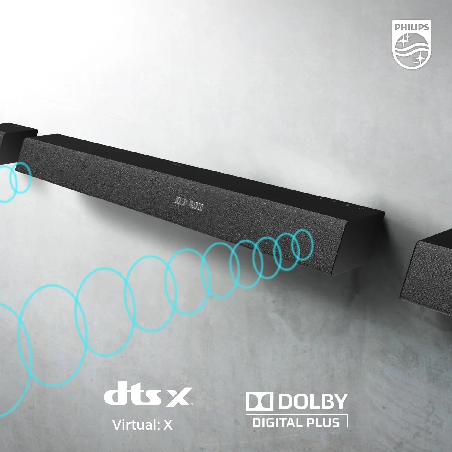 Philips B7568 5.1 Channel Soundbar w Wireless Subwoofer & Wired Surround Speakers